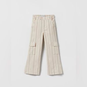 Zara Girls Light Beige/Navy Striped Flared Cargo pants sz11-12 NewWithTags 152cm